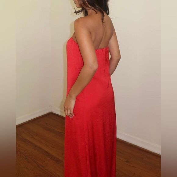 Red Strapless Maxi Dress - Picture 3 of 3